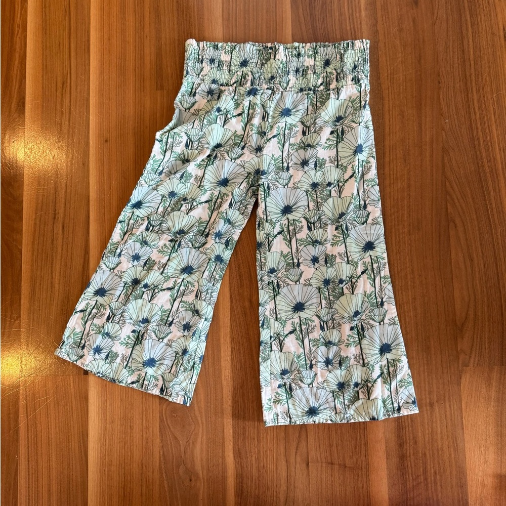 Kate Quinn Gaucho aqua poppy pants size small